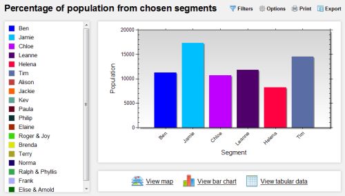 Screenshot showing the segmentation tool in action