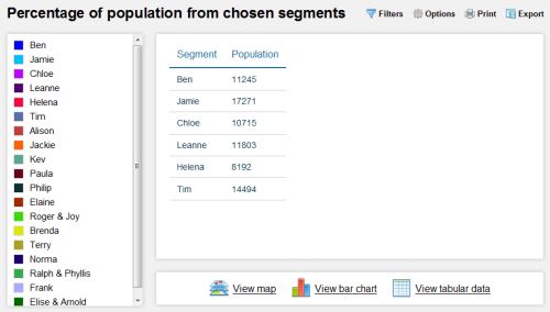 Screenshot showing the segmentation tool in action